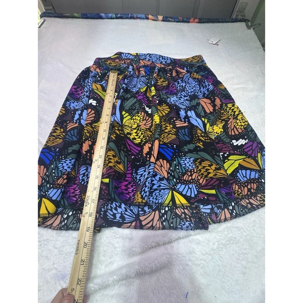 Hand Made Skirt Mini With Butterflies AOP Size Large Ruffles Zipper‎ Back Y2K